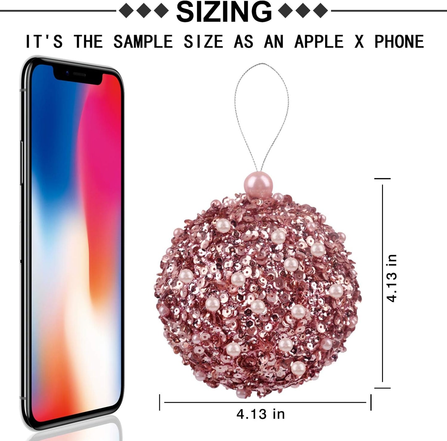 4.25" Christmas Ball Ornaments 4Pc Set Rose Gold Shatterproof Christmas Decorations Tree Balls for Xmas Trees Wedding Party Holiday Decorations Tabletop Small Trees Decoration (Rose Gold)