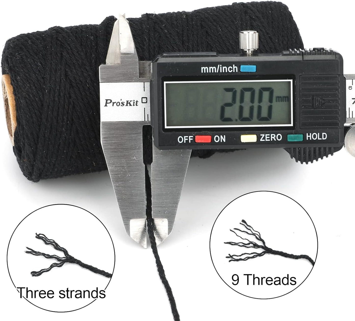 Black String, 2MM 328 Feet Natural Cotton String for Crafts, Cotton Bakers Twine, Black Cotton Twine String, Packing String for Gift Wrapping, DIY Arts and Crafts, Halloween, Christmas Decor