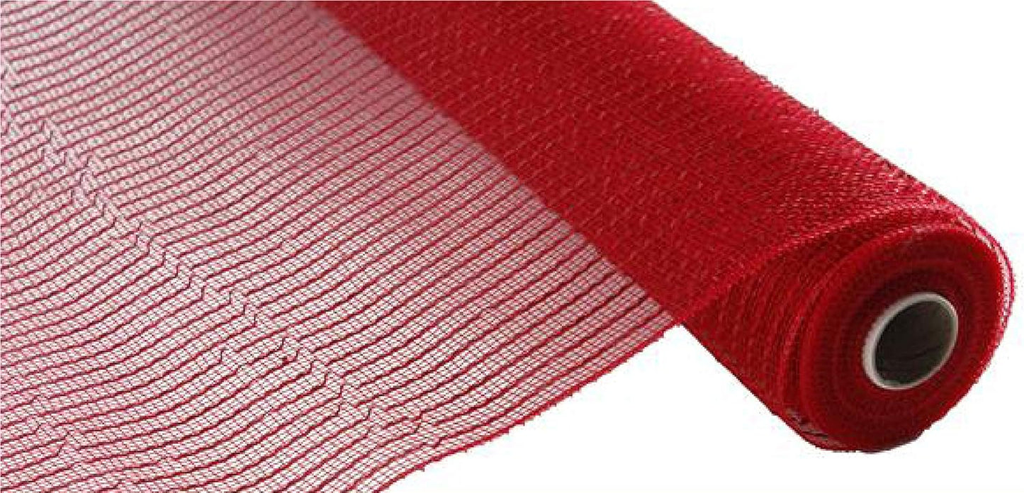 Wide Foil Deco Poly Mesh Ribbon, 10 Inches X 30 Feet (Red, Red Foil)