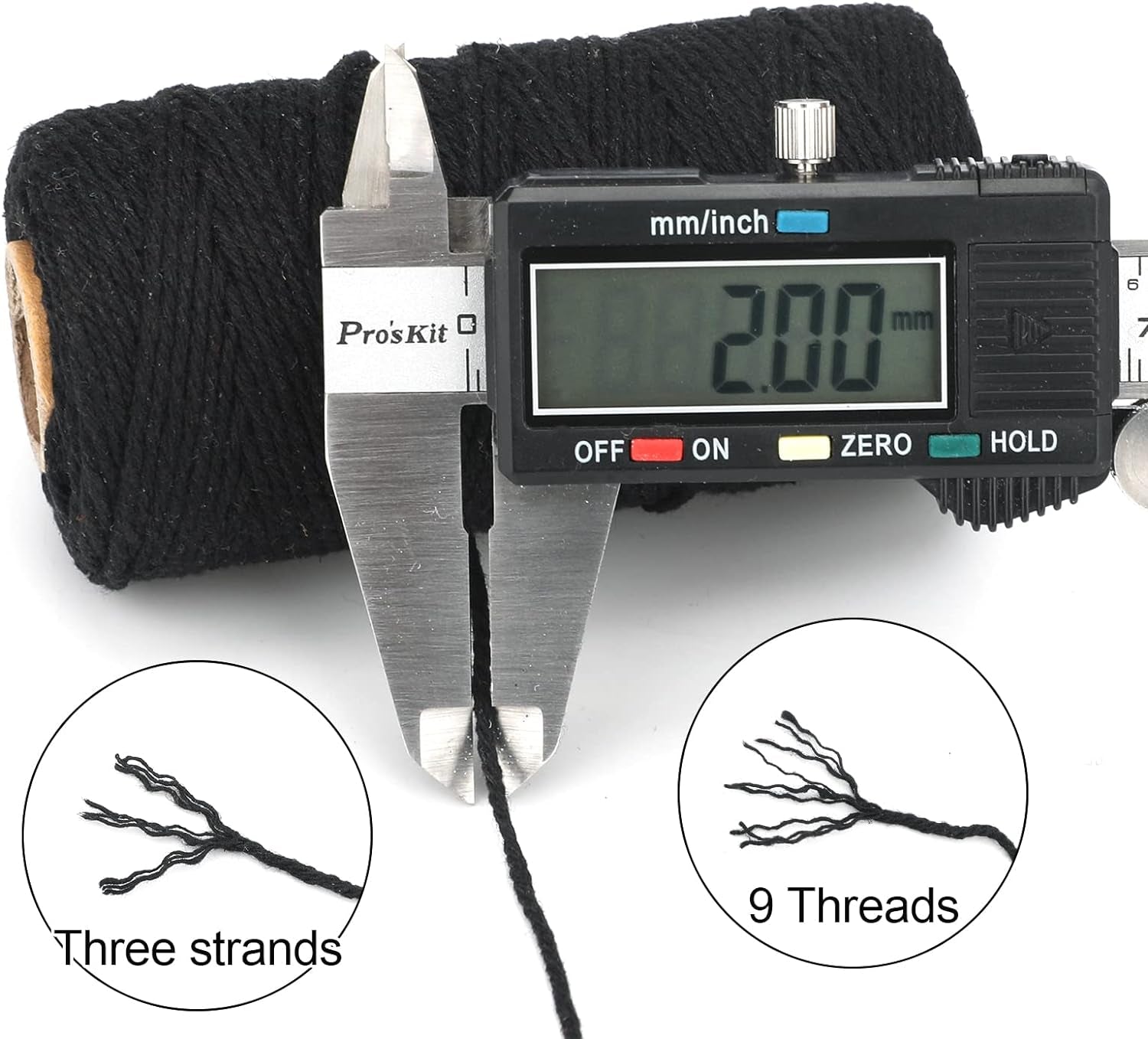 Black String, 2MM 328 Feet Natural Cotton String for Crafts, Cotton Bakers Twine, Black Cotton Twine String, Packing String for Gift Wrapping, DIY Arts and Crafts, Halloween, Christmas Decor